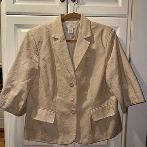 Kim Rogers Lined Cream & Tan 3/4 Length Sleeved Women’s Dress Jacket Size XL